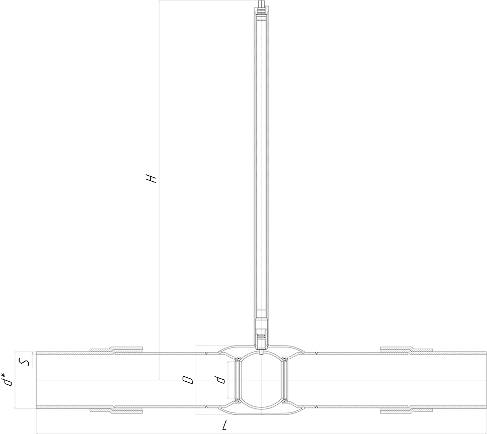 Краны шаровые приварные ГАЗСЕРТ с удлиненным штоком (под изоляцию) и патрубками из полиэтилена ПЭ-100 - стандартнопроходные